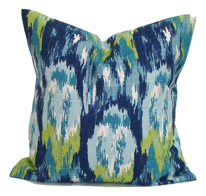 Blue And Green Watercolor Abstract Art Cushion Pillow Cover Home Decor