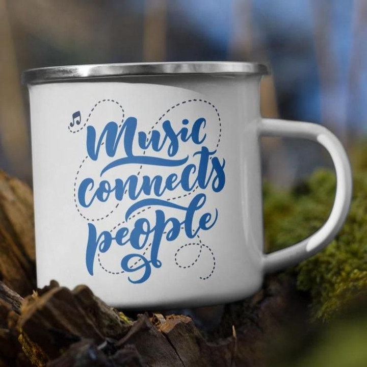 Music Connects People Music Notes Pattern Camping Mug Campfire Mug Gifts For Campers