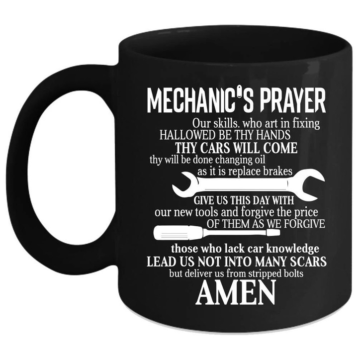 Mechanic's Prayer Give Us This Day Black Ceramic Mug