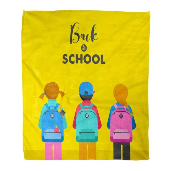 Colorful Supplies Students Backpacks Back To School Sherpa Fleece Blanket
