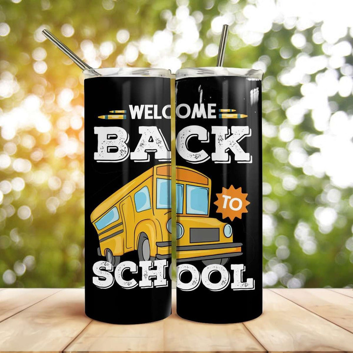 Bus Welcome Back To School Stainless Steel Skinny Tumbler