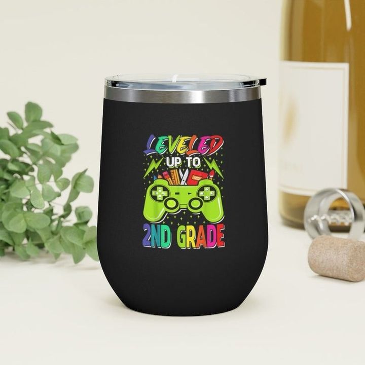Leveled Up To 2nd Grade Gamer Insulated Wine Tumbler