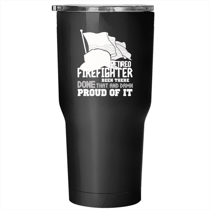 Retired Firefighter With American Flag Stainless Steel Large Tumbler