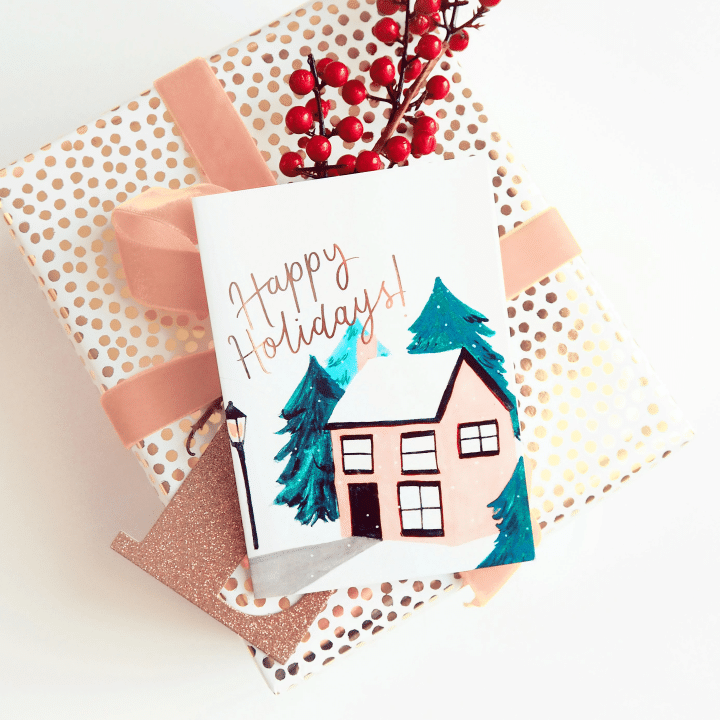 Snowy Illustrated Christmas Folder Greeting Card Set Of 10