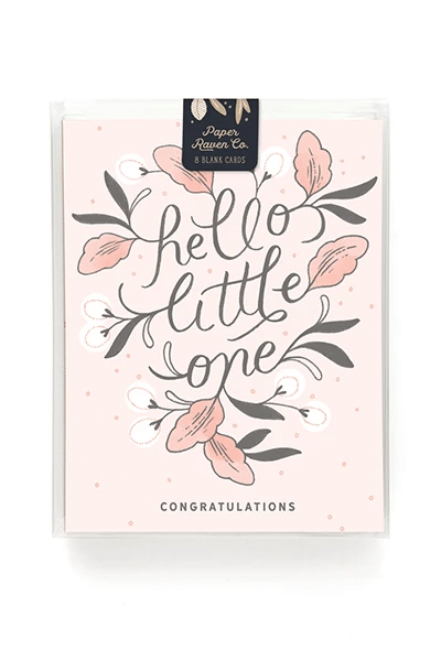 Hello Little One Card For Girl Folder Greeting Card Set Of 10