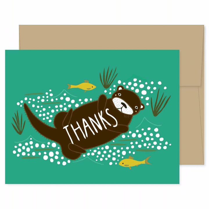 Thanks Otter Folder Greeting Card Set Of 10