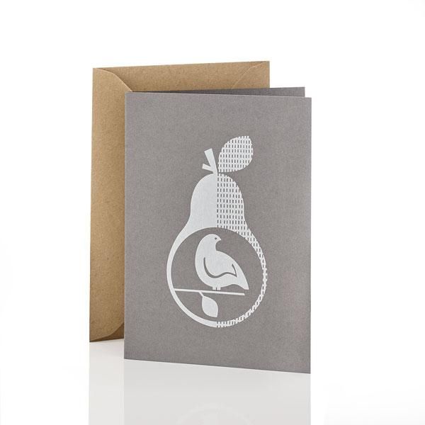 Cute Design Partridge In A Pear Tree Folder Greeting Card Set Of 10