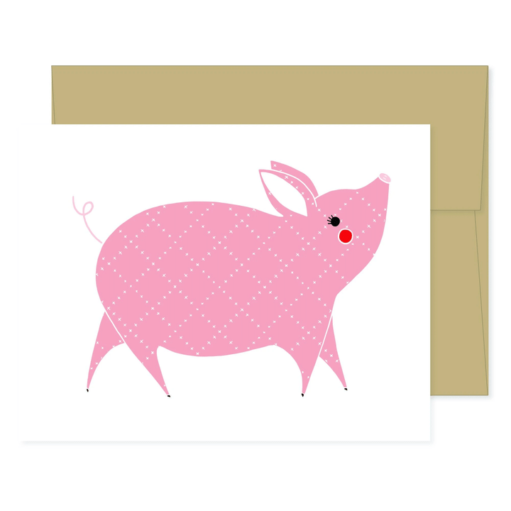 Farm Charm Piggy Folder Greeting Card Set Of 10