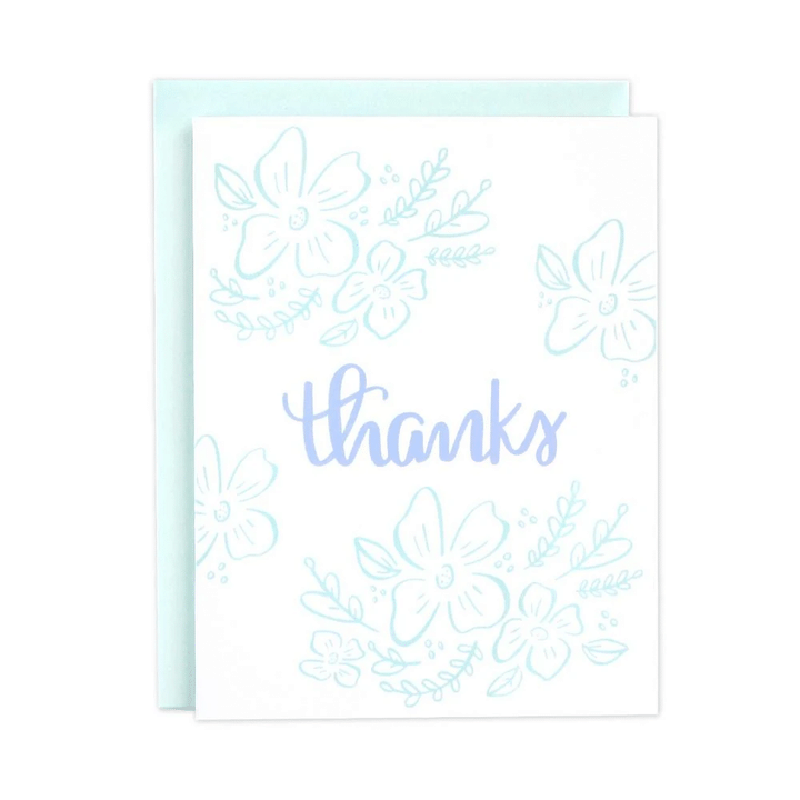 Lovely Blue Flower Pattern Thank You Folder Greeting Card Set Of 10