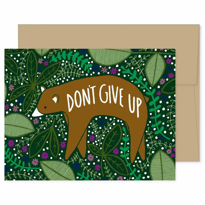 Don't Give Up Bear Folder Greeting Card Set Of 10