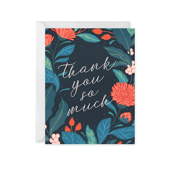Flower Wreath Wildwood Thank You Folder Greeting Card Set Of 10