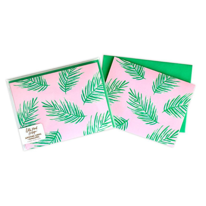 Cute Tropical Palms Pink Theme Folder Greeting Card Set Of 10