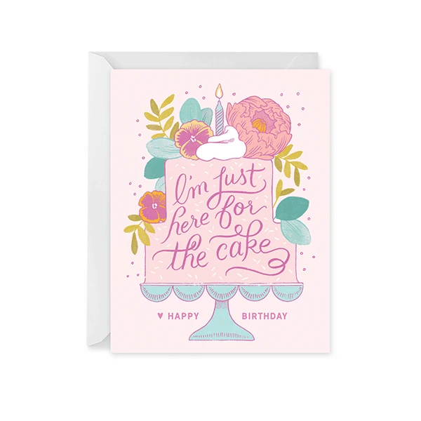 Pink Theme Here For The Cake Birthday Folder Greeting Card Set Of 10