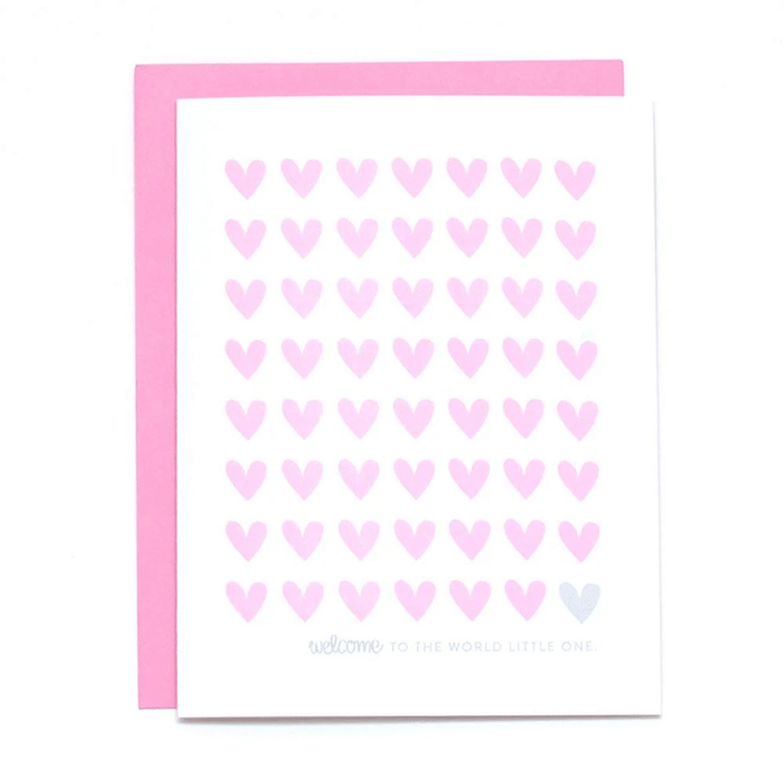 Lovely Heart Welcome Baby Girl Folder Greeting Card Set Of 10