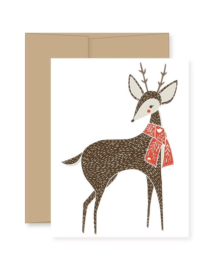 Merriment Deer Folder Greeting Card Set Of 10