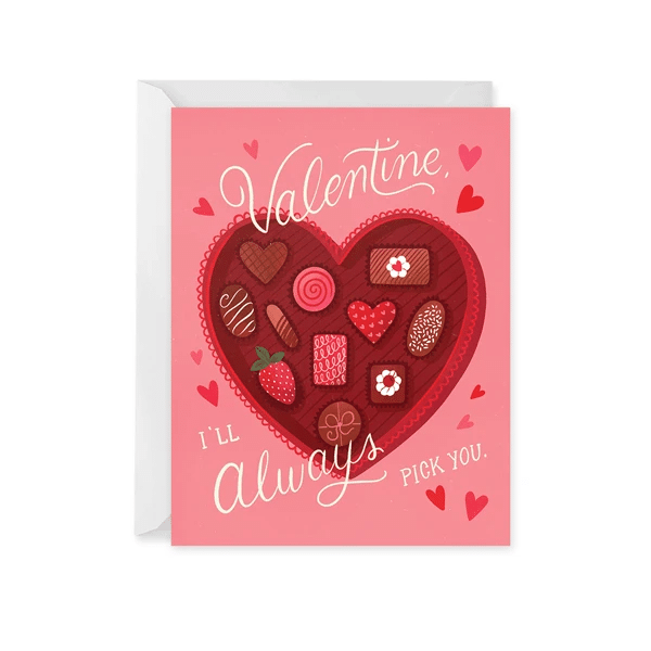 Always Pick You Valentine Chocolate Box Folder Greeting Card Set Of 10