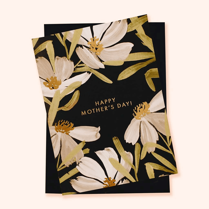 Black Floral Mother’s Day Folder Greeting Card Set Of 10