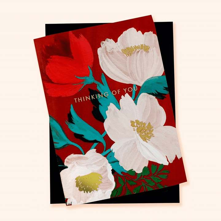 Floral Thinking Of You Folder Greeting Card Set Of 10
