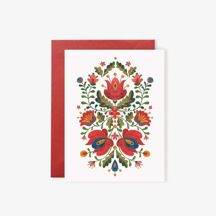 Sweet Folk Embroidery Folder Greeting Card Set Of 10