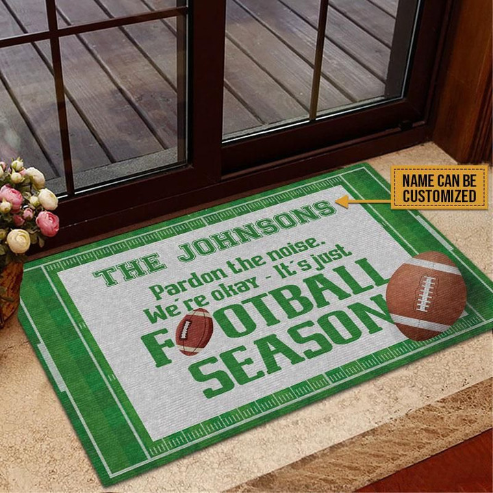 Green Design Football Season Custom Name Doormat Home Decor