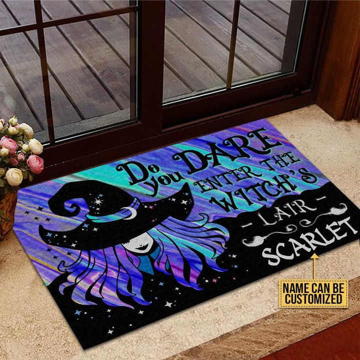 Do You Dare Enter The Witch's Lair Happy Halloween Custom Name Doormat Home Decor