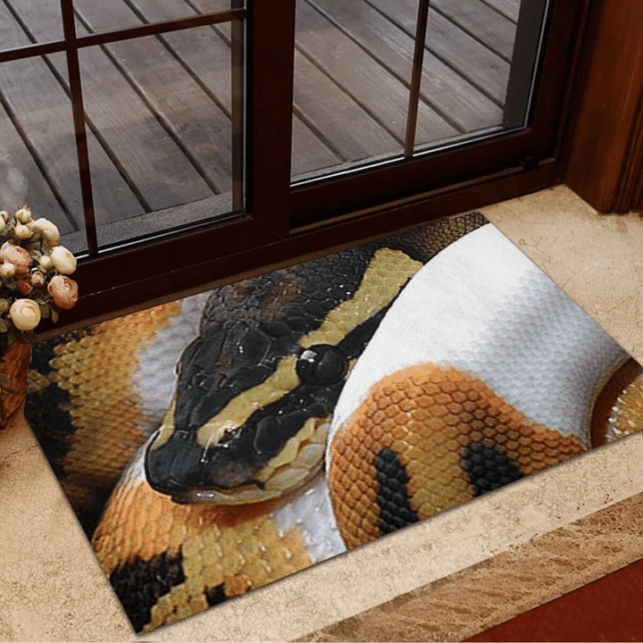 Design Doormat Home Decor Love Ball Python Snake Reptile Rubber Base