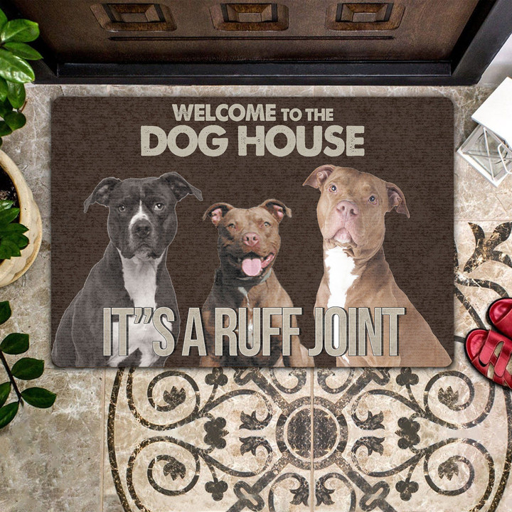 Funny Dog Brown Theme Welcome To The Dog House Doormat Home Decor