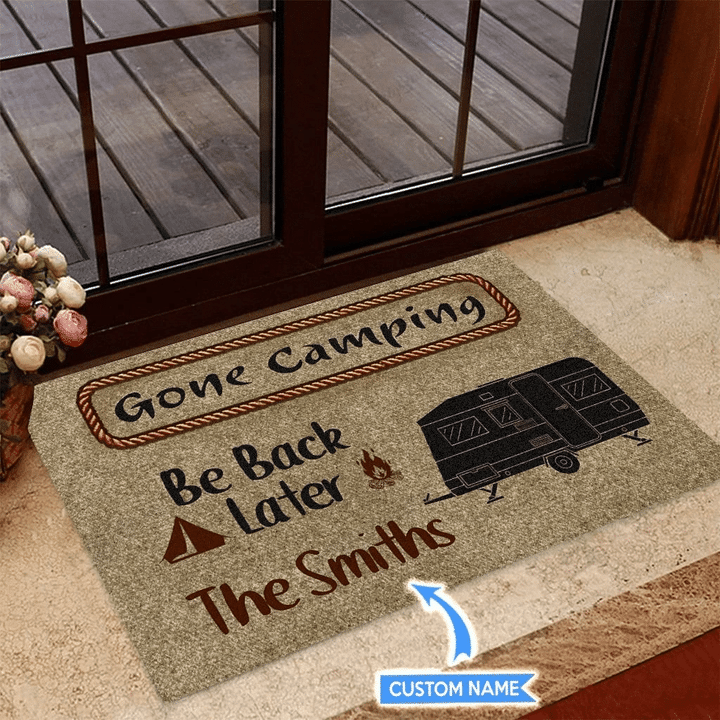 Custom Name Gone Camping Be Back Later Design Doormat Home Decor
