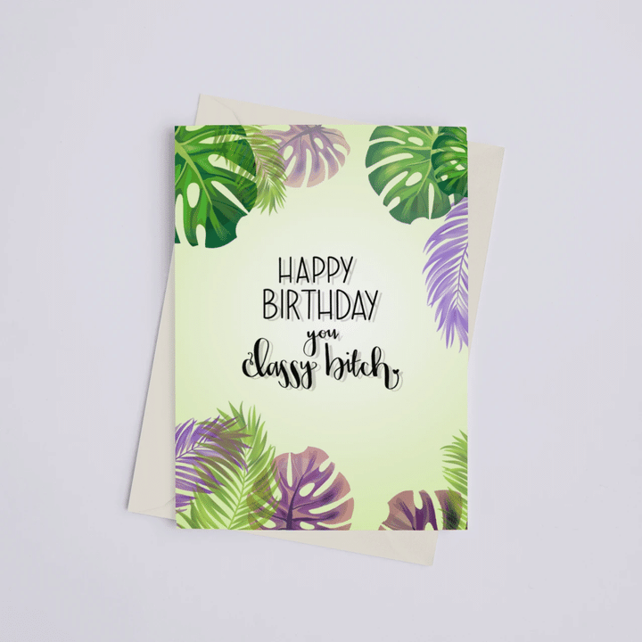 Happy Birthday Classy Bitch Folder Greeting Card Set Of 10