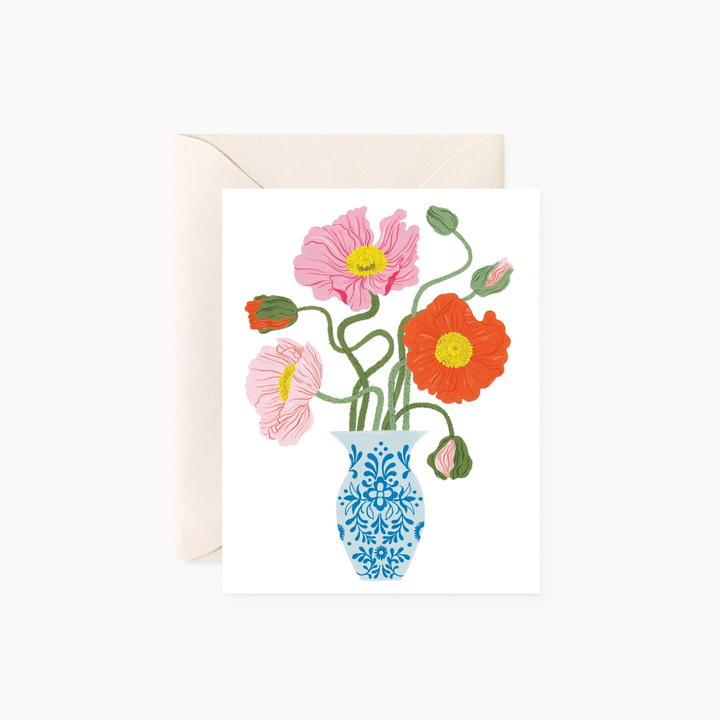Poppy In A Vase Folder Greeting Card Set Of 10
