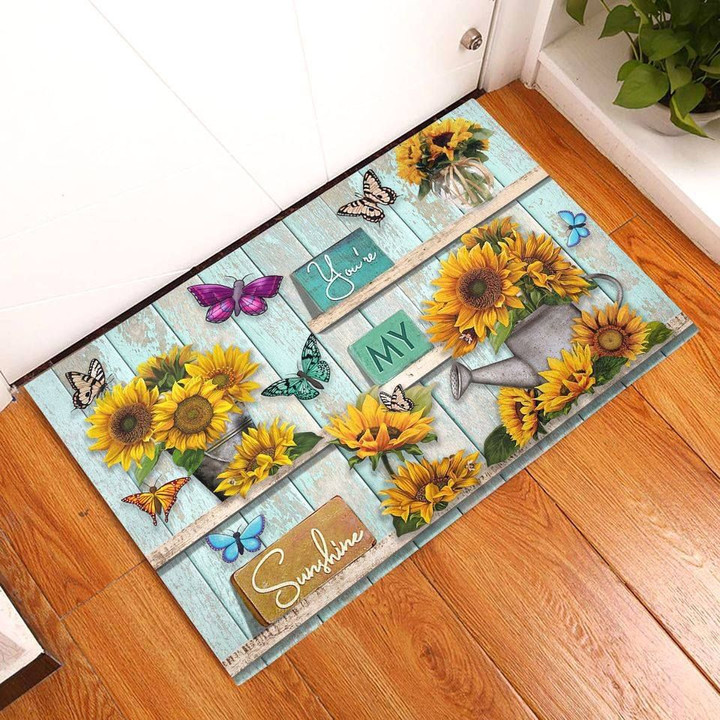Adorable Butterfly You're My Sunshine Design Doormat Home Decor