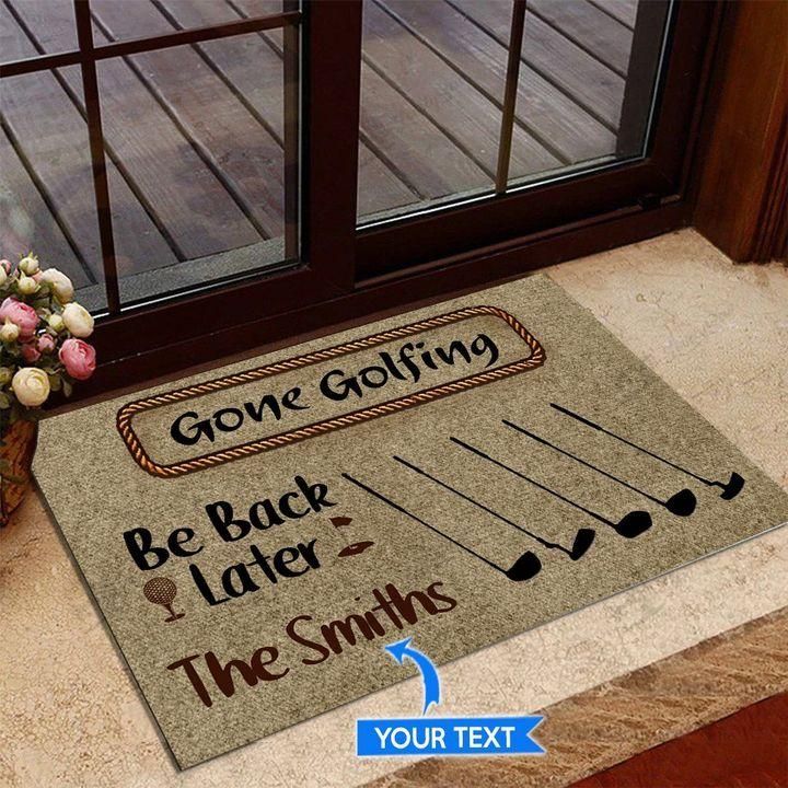 Sport Passion Doormat Home Decor Custom Name Gone Golfing Be Back Later