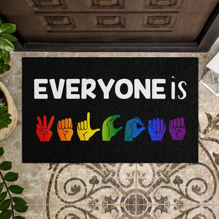 Pride Everyone Is Welcome Lgbt Design Doormat Home Decor