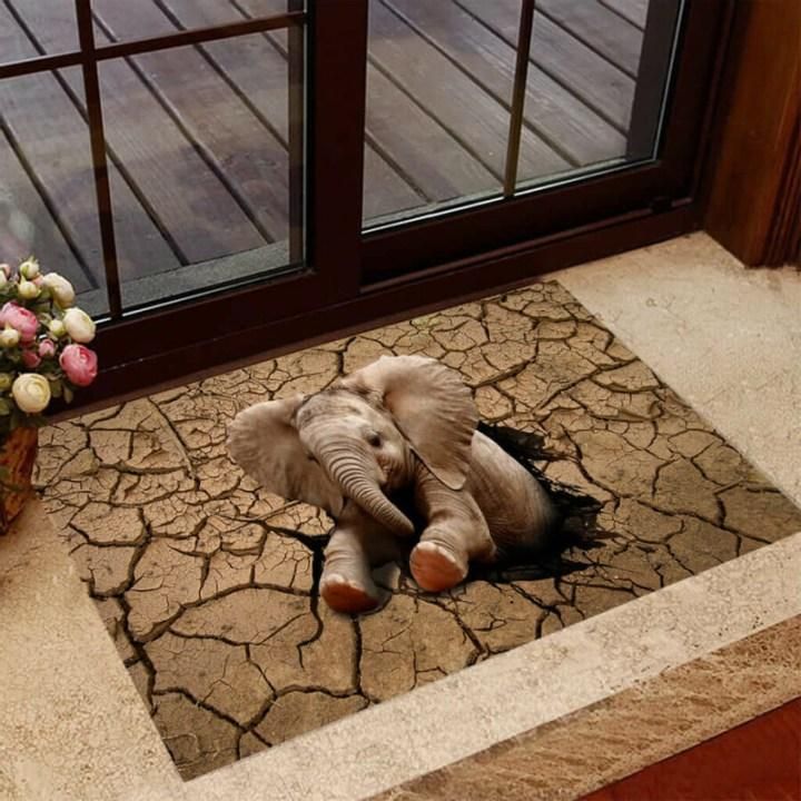 Wild Animal Elephant Cracking Design Doormat Home Decor