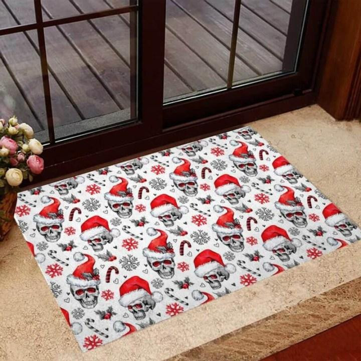 Halloween Skullmas Snowflake And Candy Pattern Design Doormat Home Decor