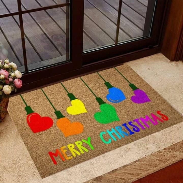 Merry Christmas Lgbt Support Design Doormat Home Decor