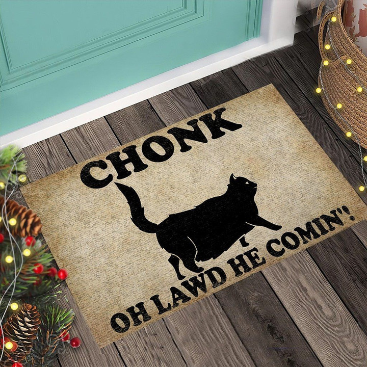 Chonk Oh Lawd He Comin Cat Doormat Home Decor