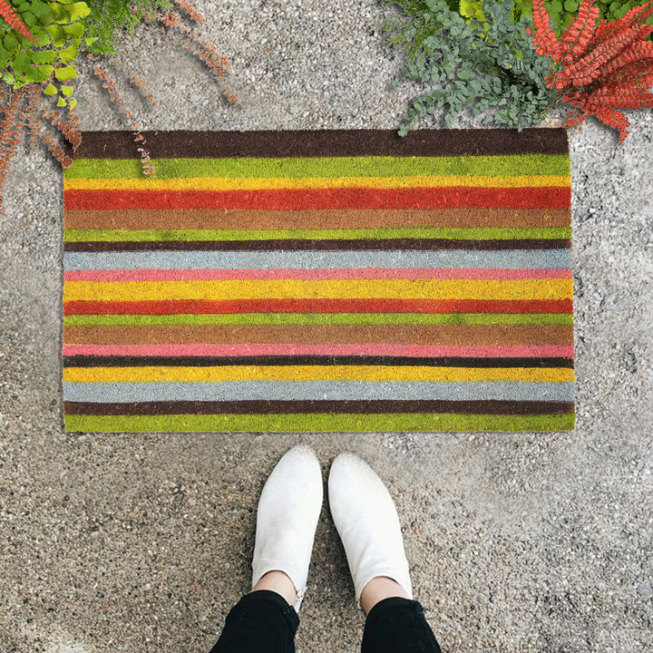 Vibrant Color Horizontal Stripes Design Doormat Home Decor