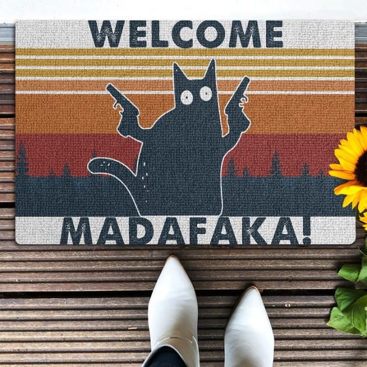 Welcome Madafaka Cat Funny Gift Idea Design Doormat Home Decor