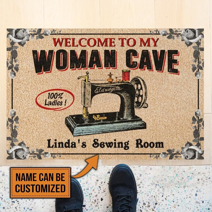 Nice Doormat Home Decor Custom Name Welcome To Woman Cave Sewing Room