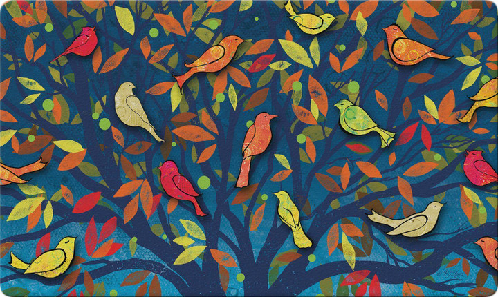 Attractive Colorful Birds Tree Design Doormat Home Decor