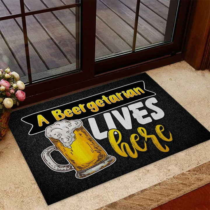 Cool Design Doormat Home Decor A Beergetarian Lives Here Beer
