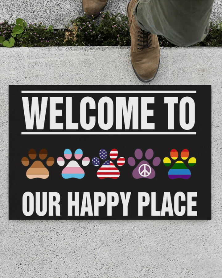 Paw Doormat Home Decor Welcome To Our Happy Place