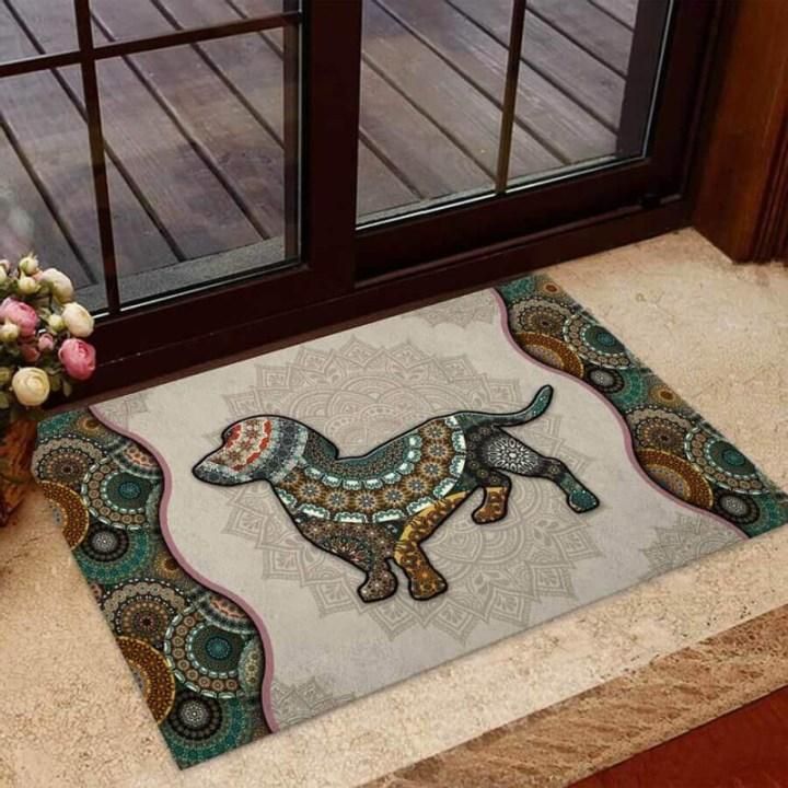 Domestic Dog Dachshund Mandala Design Doormat Home Decor