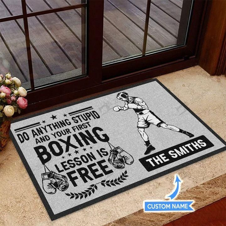 Custom Name Design Doormat Home Decor Boxing Do Anything Stupid