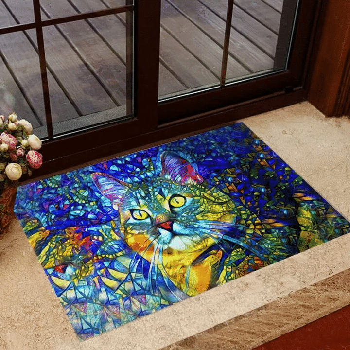Colorful Cat Aesthetic Portrait Design Doormat Home Decor