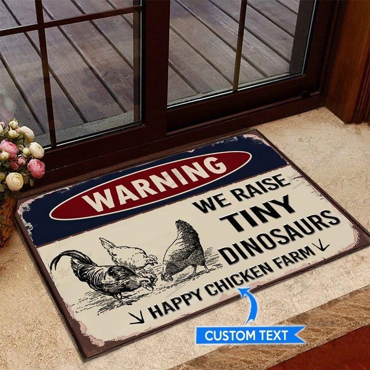 Glorious Doormat Home Decor Custom Name Chicken We Raise Tiny Dinosaurs