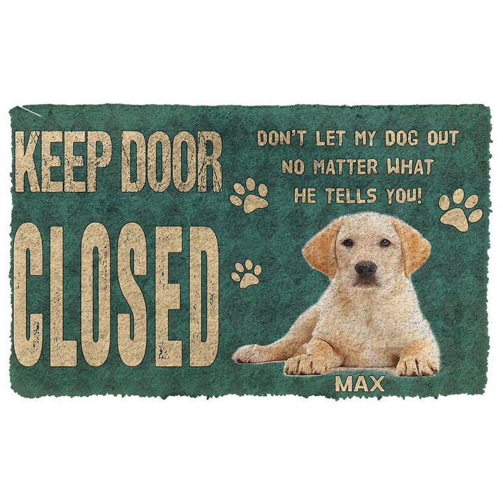 Doormat Home Decor Custom Name Keep Door Closed Labrador Retrievers Dog