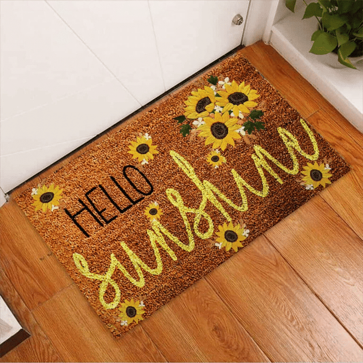 Flower Species Doormat Home Decor Hello Sunshine Sunflower