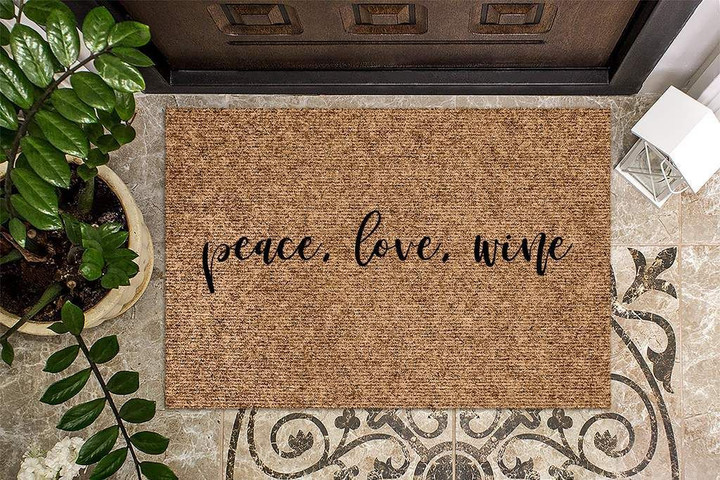 Peace Love Wine Design Doormat Home Decor